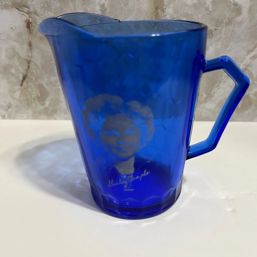 Vintage‎ Shirley Temple Blue Glass Pitcher Collectible Drinkware